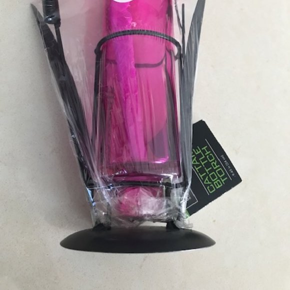 Living Solutions Pink Glass Cattail Bottle Torch Brand New - Picture 3 of 4